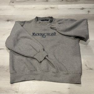 embroidered striped crewneck sweatshirt